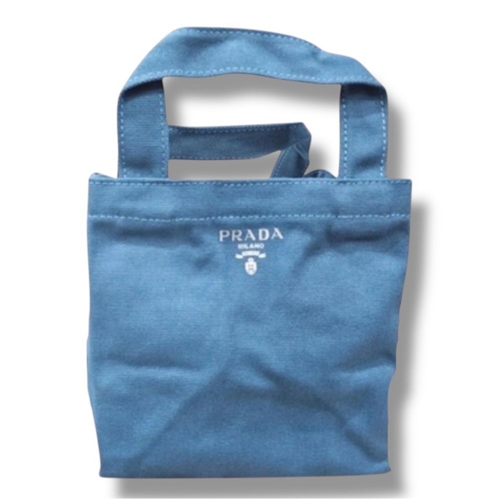 Prada Blue Canvas Velcro Tote Handbag Purse - New in Box